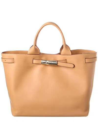 Longchamp Le Smart Leather Tote In Brown