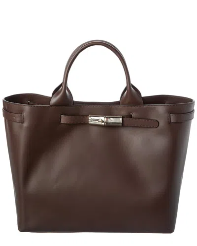 Longchamp Le Smart Leather Tote In Brown