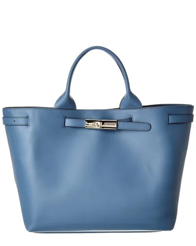 Longchamp Le Smart Leather Tote In Blue