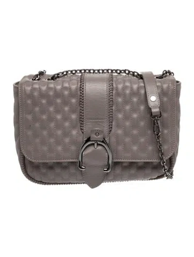 Pre-owned Longchamp Leather Amazone Quilt Shoulder Bag In Grey