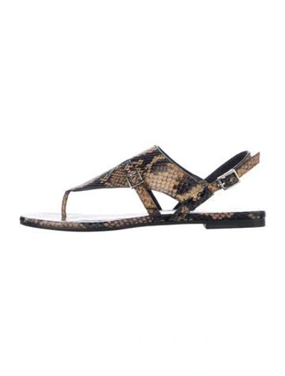 Pre-owned Longchamp Leather Animal Print Sandals In Neutrals