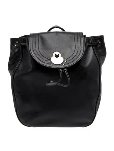 Pre-owned Longchamp Leather Backpack In Black