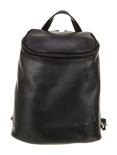 Pre-owned Longchamp Leather Backpack In Black