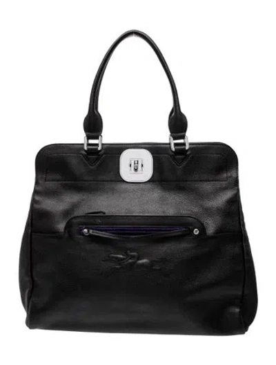 Pre-owned Longchamp Leather Backpack In Black