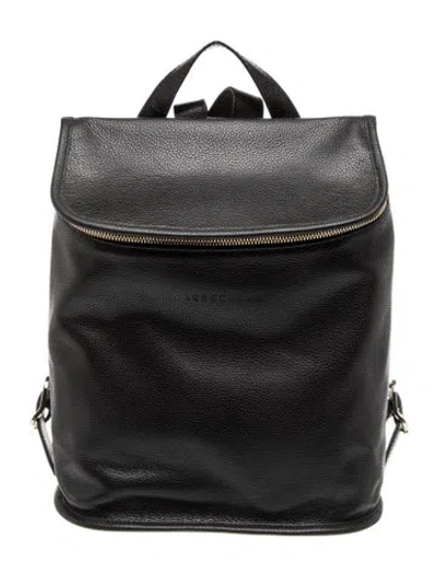 Pre-owned Longchamp Leather Backpack In Black