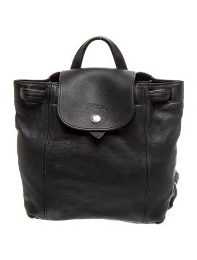 Pre-owned Longchamp Leather Backpack In Black