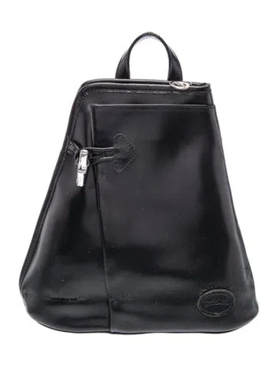 Pre-owned Longchamp Leather Backpack In Black