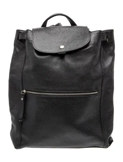 Pre-owned Longchamp Leather Backpack In Black