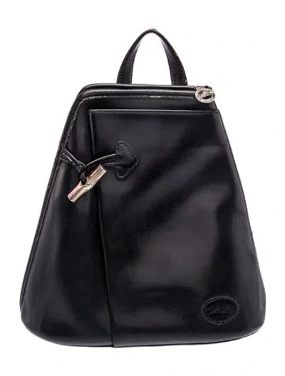 Pre-owned Longchamp Leather Backpack In Black