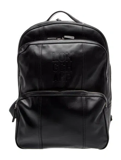 Pre-owned Longchamp Leather Backpack In Black