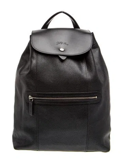 Pre-owned Longchamp Leather Backpack In Black