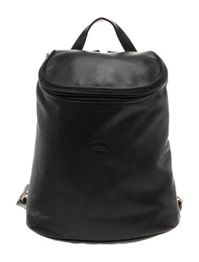 Pre-owned Longchamp Leather Backpack In Black