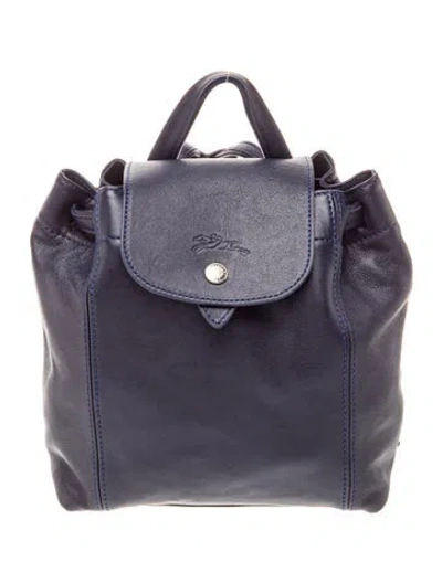 Pre-owned Longchamp Leather Backpack In Blue