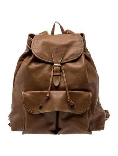 Pre-owned Longchamp Leather Backpack In Brown