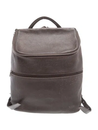 Pre-owned Longchamp Leather Backpack In Gray