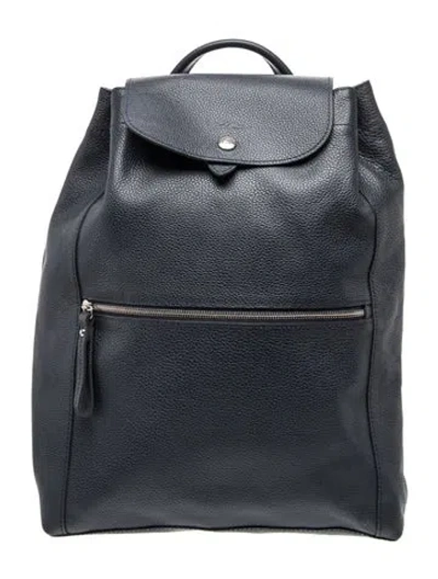 Pre-owned Longchamp Leather Backpack In Grey