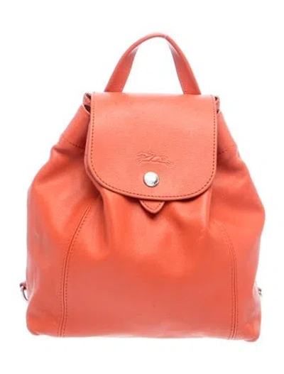 Pre-owned Longchamp Leather Backpack In Orange
