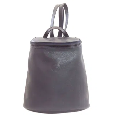 Pre-owned Longchamp Leather Backpack () In Gray