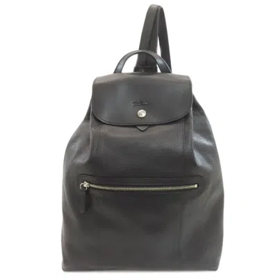 Pre-owned Longchamp Leather Backpack () In Black