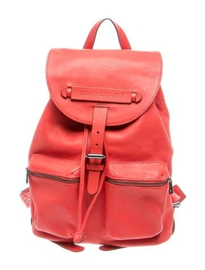 Pre-owned Longchamp Leather Backpack In Red