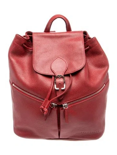 Pre-owned Longchamp Leather Backpack In Red