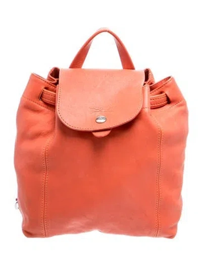 Pre-owned Longchamp Leather Backpack In Red