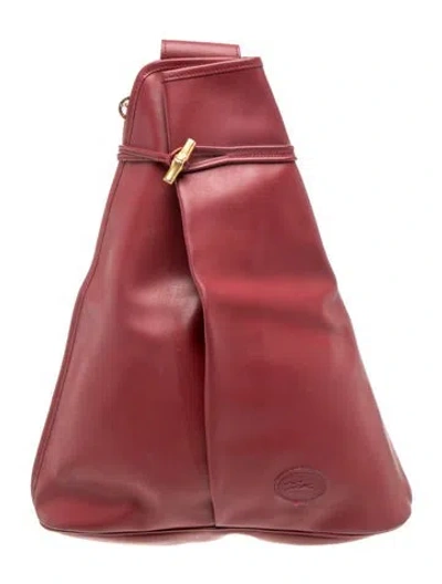 Pre-owned Longchamp Leather Backpack In Red