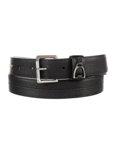 Pre-owned Longchamp Leather Belt In Black