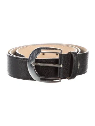 Pre-owned Longchamp Leather Belt In Black