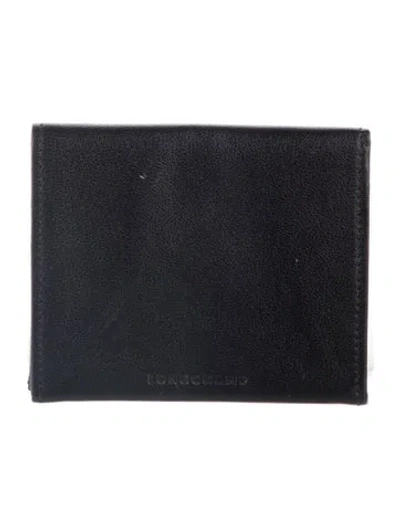 Pre-owned Longchamp Leather Bifold Wallet In Black