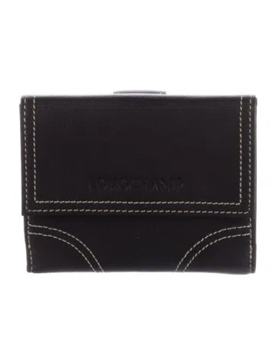 Pre-owned Longchamp Leather Bifold Wallet In Blue/brown