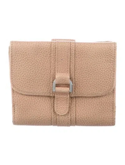 Pre-owned Longchamp Leather Bifold Wallet In Neutrals