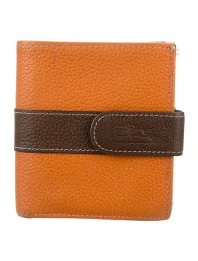 Pre-owned Longchamp Leather Bifold Wallet In Orange
