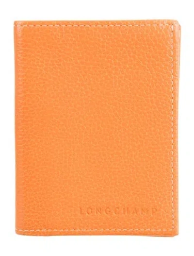 Pre-owned Longchamp Leather Bifold Wallet In Orange