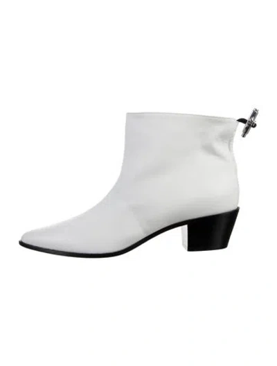 Pre-owned Longchamp Leather Boots In White