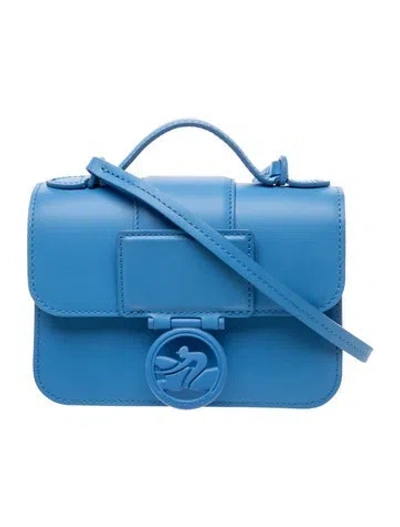 Pre-owned Longchamp Leather Box Trot Xs In Blue