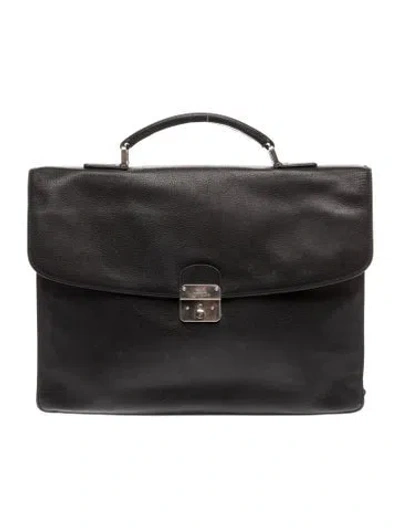 Pre-owned Longchamp Leather Briefcase In Black