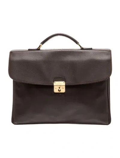 Pre-owned Longchamp Leather Briefcase In Brown
