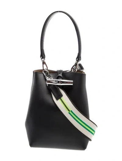 Pre-owned Longchamp Leather Bucket Bag In Black