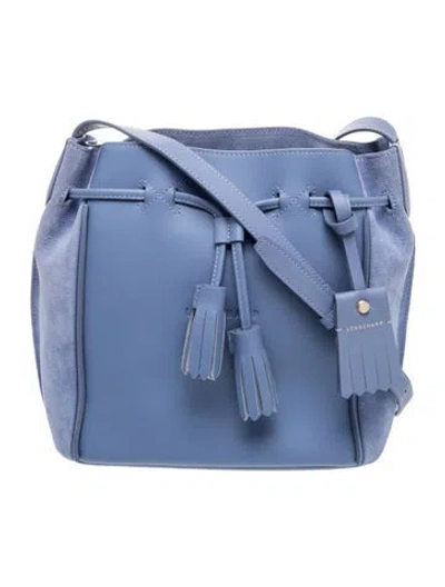 Pre-owned Longchamp Leather Bucket Bag In Blue