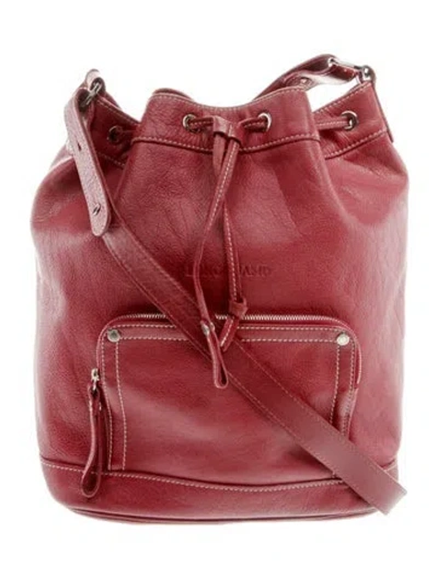 Pre-owned Longchamp Leather Bucket Bag In Burgundy