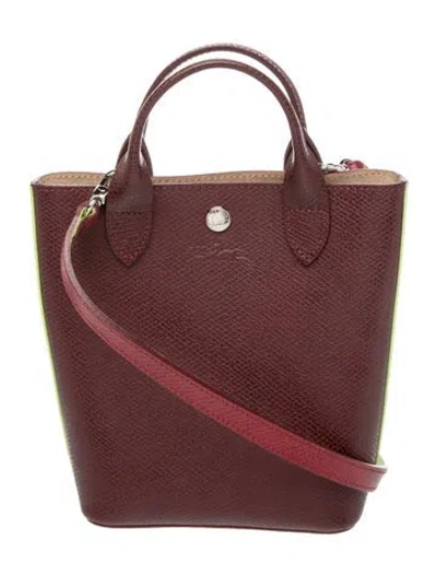 Pre-owned Longchamp Leather Bucket Bag In Burgundy