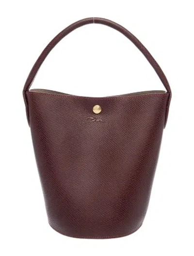 Pre-owned Longchamp Leather Bucket Bag In Burgundy