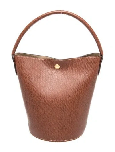 Pre-owned Longchamp Leather Bucket Bag In Gold