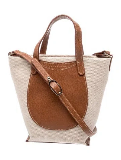 Pre-owned Longchamp Leather Bucket Bag In Neutral