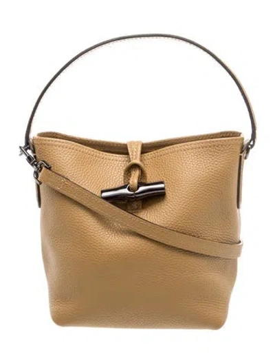 Pre-owned Longchamp Leather Bucket Bag In Neutrals