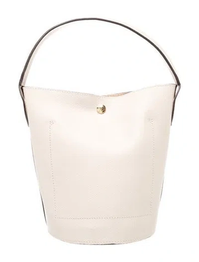 Pre-owned Longchamp Leather Bucket Bag In Neutrals
