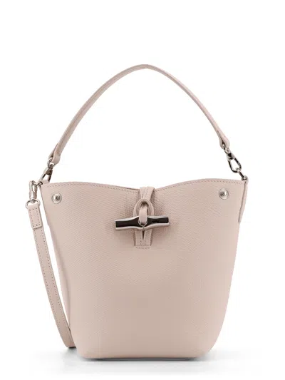 Longchamp Leather Bucket Bag With Lateral Snao Buttons