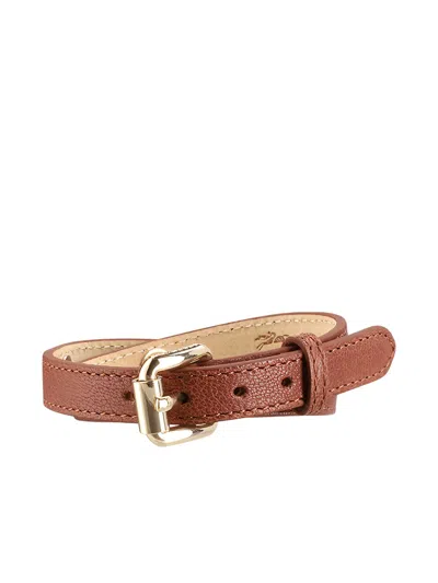 Longchamp Leather Buckle Bracelet In Brown
