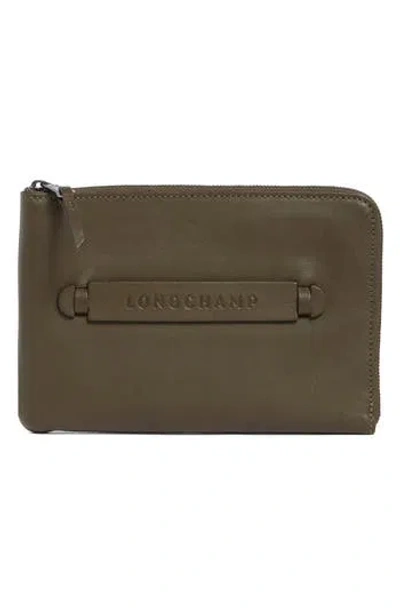 Longchamp Leather Card Case In Brown